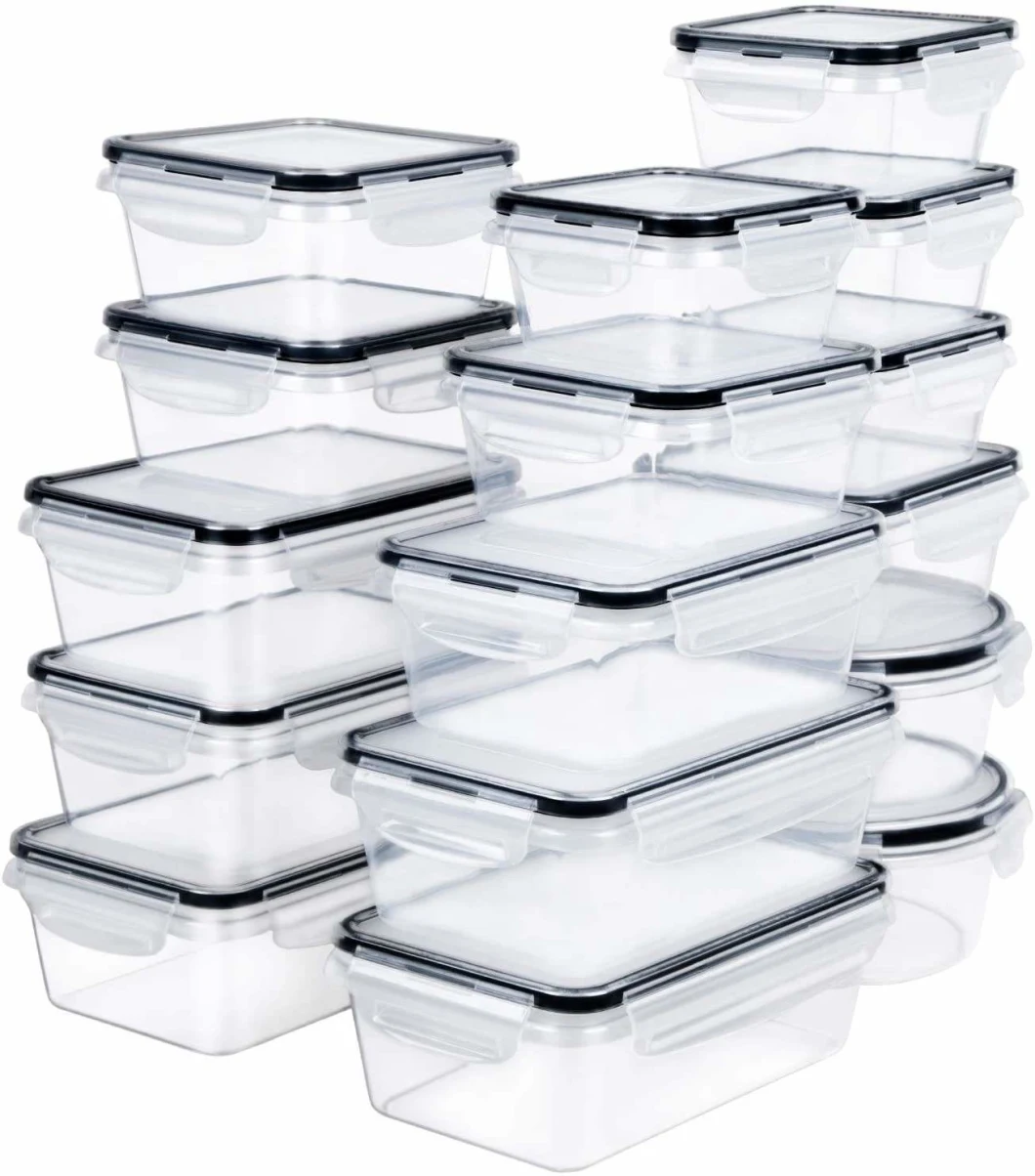 16 Piece Food Containers Kitchen Lunch Boxes Plastic Airtight Storage with Lids