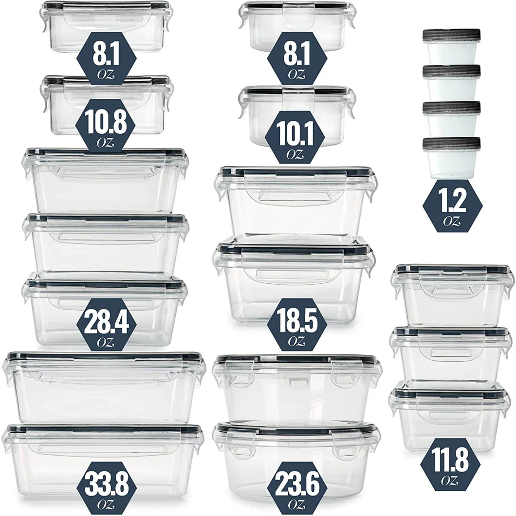 16 Piece Food Containers Kitchen Lunch Boxes Plastic Airtight Storage with Lids