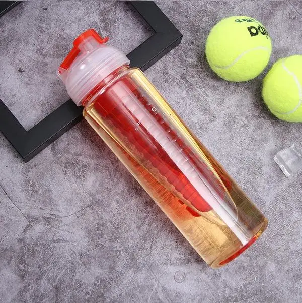 Large-Capacity Transparent Outdoor Sports Fruit Plastic Water Bottle with Tea Infuser