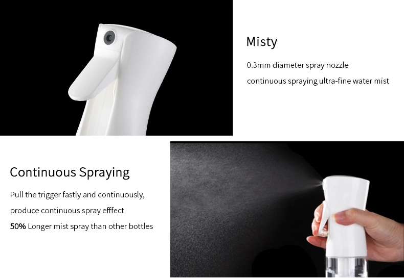 Plastic Misty Trigger Sprayer Bottle 200ml 300ml Water Barber Hair Fine Mist Continuous Spray Bottle