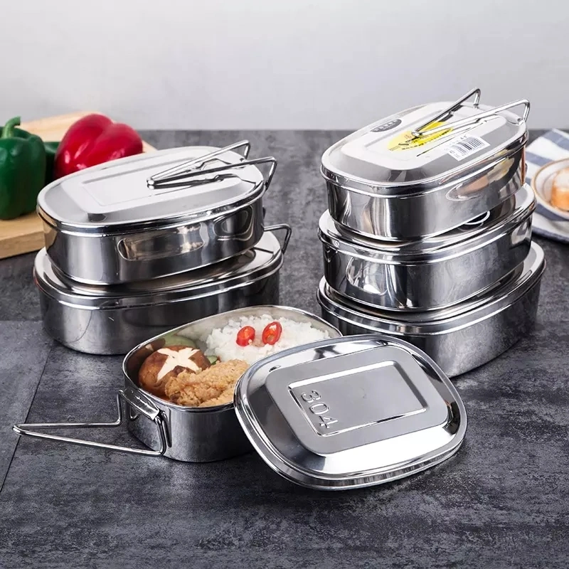 Lockable Clips Adjustable Kids Stainless Steel Bento with Lid Set Lunch Box for School Student Lunch Food Container