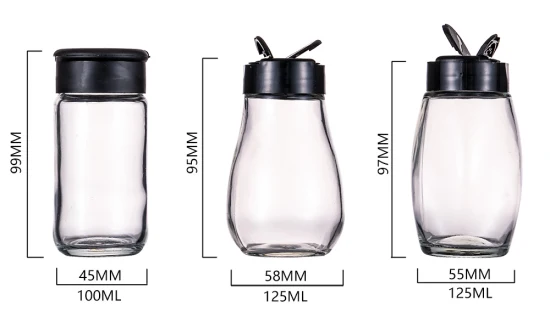 120 ミリリットルミニプラスチックキャップ塩とコショウ瓶スクエアシェーカーガラススパイスボトルスパイス包装用